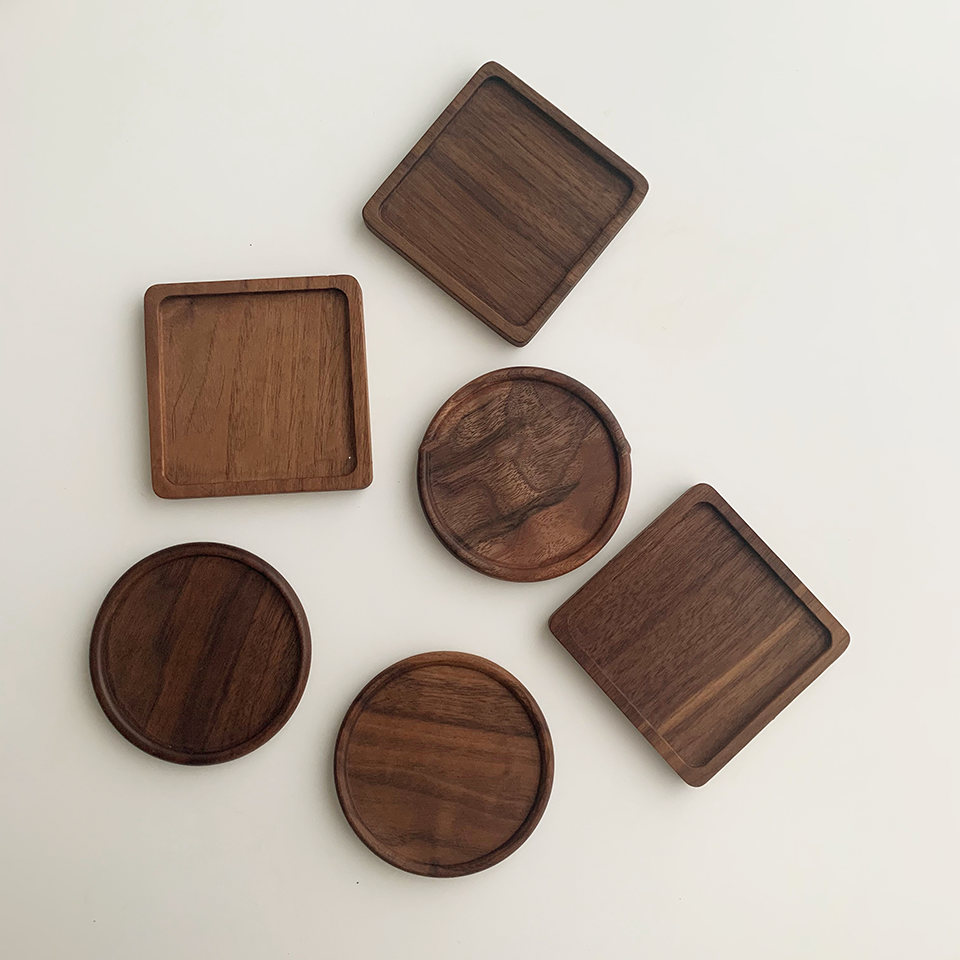NestWood™ Japanese Walnut Coaster Set